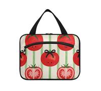 EtherSpher Joli sac de voyage à suspendre avec crochet - Tomate rouge - Kit de rasage pliable pour femme - Bolsa para guardar maquillaje L, mignon dessin animé tomate rouge, Large