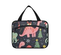 EtherSpher Kit de suspension Merry Christmas Peach Dinosaure pour voyage avec crochet, kit de rasage extensible pour homme et femme voyage maleta para maquillaje L, Cadeau de Noël dinosaure pêche