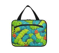 EtherSpher Kit de voyage à suspendre avec crochet - Motif chenille - Pour femme - Trousse de toilette essentielle pour voyageurs, croisières, bolso de maquillaje para mujer L, Jolie chenille verte