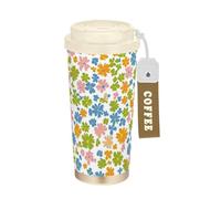 EtherSpher Little Flowers Summer Tasse à café isotherme en acier inoxydable avec couvercle pour boissons chaudes et froides 500 ml