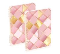 EtherSpher Lot de 2 cahiers à spirales A5 de taille E et de fond à carreaux dorés de 21,1 x 14,5 cm, à spirales, à spirales, 60 feuilles pour agenda et liste de choses à faire