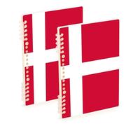 EtherSpher Lot de 2 cahiers à spirales de format A5 avec drapeau du Danemark - 21,1 x 14,5 cm - Robuste - 60 feuilles - Pour l'école et le bureau