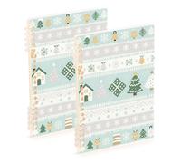 EtherSpher Lot de 2 cahiers à spirales de format A5 vert gris pastel de 21,1 x 14,5 cm, couverture rigide à larges lignes, 60 feuilles pour l'école et le bureau