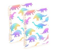 EtherSpher Lot de 2 cahiers à spirales format A5 avec hologramme de dessin animé dinosaure 21,1 x 14,5 cm - Reliure à spirale - 60 feuilles pour voyage et écriture