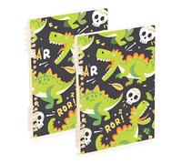 EtherSpher Lot de 2 cahiers à spirales format A5 de 21,1 x 14,5 cm de large et 14,5 cm de large - Motif dinosaure - Pour l'école et le bureau