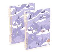 EtherSpher Lot de 2 cahiers à spirales format A5 - Violet neige pastel - 21,1 x 14,5 cm - Couverture rigide - Fournitures scolaires pour le collège - 60 feuilles pour le travail et la salle de classe