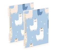 EtherSpher Lot de 2 cahiers à spirales robustes à motif lama bleu pastel format A5 pour l'école 21,1 x 14,5 cm