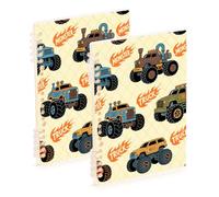 EtherSpher Lot de 2 cahiers colorés à spirales de 21,1 x 14,5 cm - Motif monstres - Camion - Format A5