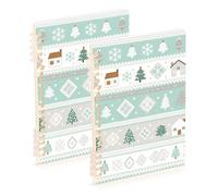 EtherSpher Lot de 2 cahiers de composition à spirales lignés format A5 - 21,1 x 14,5 cm - Motif maisons vert pastel - 60 feuilles pour voyage et écriture