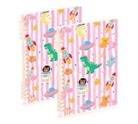 EtherSpher Lot de 2 cahiers d'école à spirales à spirales de format A5 - Motif dinosaure mignon - 21,1 x 14,5 cm - Reliure à spirale - 60 feuilles pour planificateur et affaires