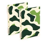 EtherSpher Lot de 2 cahiers lignés format A5 vert olive mousse 21,1 x 14,5 cm, carnet à spirale robuste pour collège 60 feuilles pour agenda et liste de choses à faire