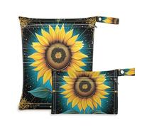 EtherSpher Lot de 2 sacs à langer réutilisables avec poignées pour le yoga, la piscine et le tarot mystique jaune