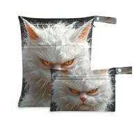 EtherSpher Lot de 2 sacs à linge lavables en forme de chats angora turcs avec poignées pour la salle de sport, le bain