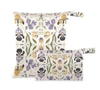 EtherSpher Lot de 2 sacs à vêtements sales élégants de style vintage iris de vigne et de feuilles avec fermeture éclair pour maillot de bain avec poignées pour voyage, salle de sport