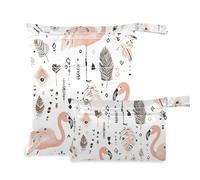 EtherSpher Lot de 2 sacs anti-désordre avec flamants roses et plumes noires pour nageurs - Essentiels de voyage pour bébés avec poignées pour couches de bébé