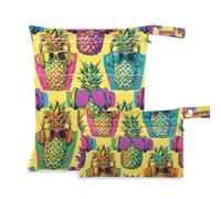 EtherSpher Lot de 2 sacs étanches à fermeture éclair style ananas cool pour bébé avec poignées pour le yoga, la piscine