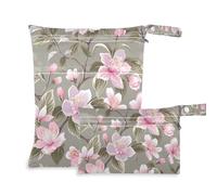 EtherSpher Lot de 2 sacs étanches vintage à motif fleurs roses pour tire-lait, sac étanche pour maillot de bain avec poignées pour le bain, les voyages