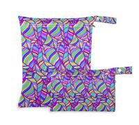 EtherSpher Lot de 2 sacs réutilisables violets psychédéliques mystérieux pour bébé avec poignées pour piscine, yoga