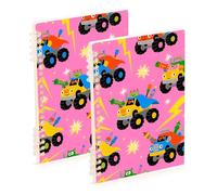 EtherSpher Lot de 2 spirales lignées au format A5 - Motif camion coloré - 21,1 x 14,5 cm - Sujet robuste - 60 feuilles pour agenda et liste de choses à faire