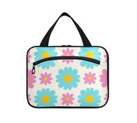 EtherSpher Lovely Daisy Floral Peach Blue Articles de toilette à suspendre pour homme avec crochet, trousse de toilette élégante et imperméable pour accessoires de voyage pour femme, bolsas de