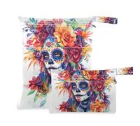 EtherSpher Mexican Day of Dead Beautiful Lady Lot de 2 sacs lavables pour la garderie avec poignées pour la garderie, la salle de sport