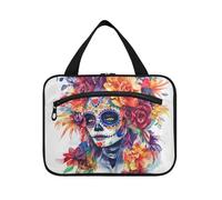 EtherSpher Mexican Day Of Dead Beautiful Lady Trousse de toilette à suspendre pour homme avec crochet, sac de rasage pliable pour homme pour accessoires de voyage bolsos para hombre L, Mexican Day of