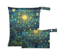 EtherSpher Night Under Blue Stars Moon Lot de 2 petits sacs étanches réutilisables avec poignées pour le bain, le yoga