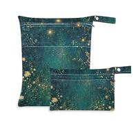 EtherSpher Night under Blue Stars Moon Lot de 2 sacs humides lavables pour bébé avec poignées pour le bain, la garderie