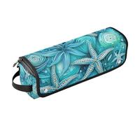 EtherSpher Organiseur 2 en 1 pour outils capillaires avec tapis résistant à la chaleur, sac de rangement pour lisseurs, fer à friser, sèche-cheveux, corail sous-marin, étoile de mer, bleu, Sous-marin