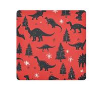 EtherSpher Organiseur de voyage en tissu de protection pour maquillage Motif dinosaure noir et sapins rouges 55 x 55 cm, Dinosaure noir sapin rouge Merry Christmas, 21.7x21.7in