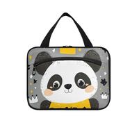 EtherSpher Panda Cartoon Star Grey Hanging Travel Size Articles de toilette pour homme avec crochet, trousse de toilette design unisexe à suspendre pour voyageur voyage maleta para maquillaje L, panda