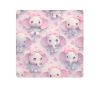 EtherSpher Pochette de maquillage autocollante pour appareil photo avec nœud gris et éléphant 55,7 x 55,7 cm, Dessin animé mignon arc gris éléphant, 21.7x21.7in