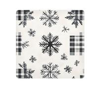 EtherSpher Pochettes de maquillage autocollantes en tissu noir motif princesse buffle flocons de neige de Noël 55 x 55 cm, Flocons de neige à carreaux noirs Princesse Buffalo, 21.7x21.7in