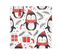 EtherSpher Pochettes de maquillage autocollantes en tissu pour appareil photo Motif pingouin 55 x 55 cm, Motif pingouin de Noël, 21.7x21.7in