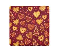 EtherSpher Pochettes de maquillage autocollantes en tissu pour femme avec inscription Merry Christmas Love Rouge 55 x 55 cm, Merry Christmas Love Red Cookies, 21.7x21.7in