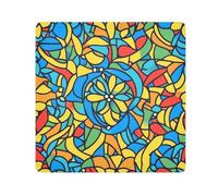 EtherSpher Pochettes de toilette autocollantes en verre teinté mandala bleu 55 x 55 cm pour femme, vitrail mandala bleu, 21.7x21.7in