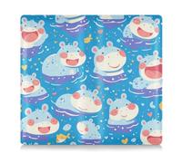 EtherSpher Porte-carte d'immatriculation et d'assurance en cuir synthétique avec motif hippopotame bleu de dessin animé, boîte à gants pour cartes, permis de conduire de documents essentiels