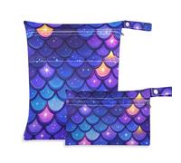 EtherSpher Purple Dragon Scales Lot de 2 sacs de bain mouillés et résistants aux dégâts pour bébé avec poignées pour le bain, la plage