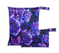 EtherSpher Roses abstraites violettes et bleues dans le style du cubisme avec un fond sombre montrant un motif floral dans des couleurs vives très détaillées avec des traits de pinceau riches comme un