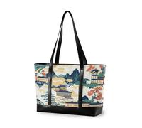 EtherSpher Sac à main professionnel pour ordinateur portable d'architecture japonaise pour femme 14 pouces avec sac à fermeture éclair 14 pouces pour l'école avec déjeuner maletin ejecutivo para mujer