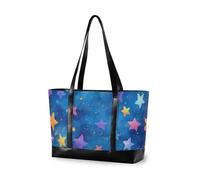 EtherSpher Sac à main tendance avec motif étoile de peinture à l'huile bleue pour femme avec fermeture éclair - Grand sac fourre-tout pour femme - Fonctionne avec des bolsos à couches secrets pour