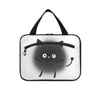 EtherSpher Sac à pharmacie compact avec crochet - Motif monstre noir - Grande capacité - Pour les voyages - Pour hôtel - Taille L, Dessin animé mignon monstre noir, Large