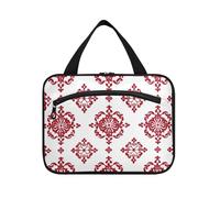 EtherSpher Sac de maquillage classique chinois à suspendre avec crochet, sac à goûter compact pour les voyages, les femmes, le travail, les bolsas para maquillaje de mujer L, Flocon de neige rouge