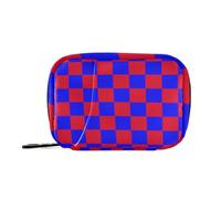 EtherSpher Sac de rangement pour médicaments avec compartiments amovibles - Petit pilulier amovible - Motif écossais rouge et bleu