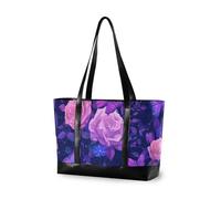 EtherSpher Sac de travail tendance avec fermeture éclair pour femme avec motif roses violettes et ordinateur portable pour voyage avec déjeuner bolsos secret para mujeres
