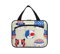 EtherSpher Sac de voyage à suspendre avec crochet, motif chat blanc du 4 juillet, sac de voyage multifonctionnel pour croisière, voyage, gym, bolsa para guardar maquillaje L, Chat blanc du 4 juillet