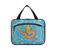 EtherSpher Sac de voyage à suspendre bleu avec crochet de culture chinoise, motif dragon, étui multifonction design pour articles de toilette pour hommes, sac à dos bolso para maquillaje de mujer L