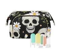 EtherSpher Sac de voyage portable pour femme Motif marguerites et crânes Noir, Tête de mort marguerite noire, 1 size