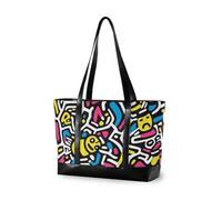 EtherSpher Sac fourre-tout coloré avec lignes irrégulières pour femme avec fermeture éclair de 35,6 cm pour le yoga avec bolso de trabajo para mujer