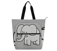 EtherSpher Sac fourre-tout décoratif pour enfants pour garçons et filles, un joli éléphant gris dessin animé, sac d'école imperméable avec poches zippées pour l'école et les jeux arc-en-ciel de tela